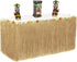 Hawaiian Table Skirt 11ft Long Stretches to 30ft! | (29" Tall) Brown Grass Table Skirts | Hibiscus Luau Party Decoration | Tropical Theme Decor (1 Table Skirt )