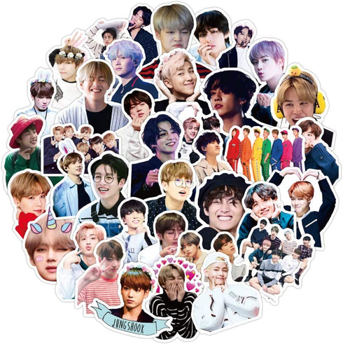 BTS Cute Kpop Stickers for Laptop 50pcs Teens Water Bottles Phone Notebook Scrapbook Car Computer Luggage Guitar Waterproof Decals