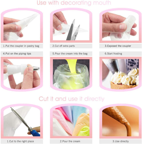 Meao 100 Pcs Large Thickened 24" Inch Disposable Cream Pastry Bags Icing Piping Bags Decorating Bags for Cake Cupcakes Frosting #B