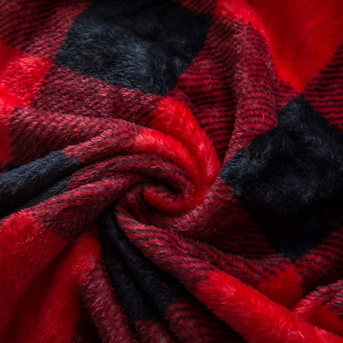 NEWCOSPLAY Buffalo Plaid Throw Blanket Soft Flannel Fleece Checker Pattern Lightweight Decorative Blanket for Bed Couch (280GSM-Red-Black, Twin(60"x80"))