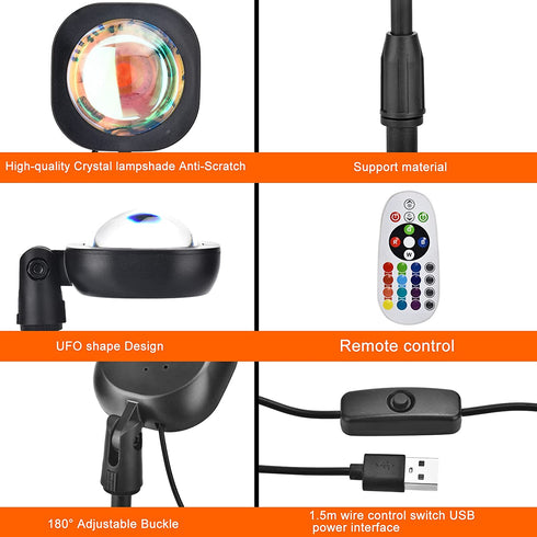 Sunset Lamp, Remote Control 16 Changing Colors Sunset Projection Lamp, 180 Degree Rotation USB Sunset Light, LED Night Lights for Party Birthday Holiday Christmas Gift