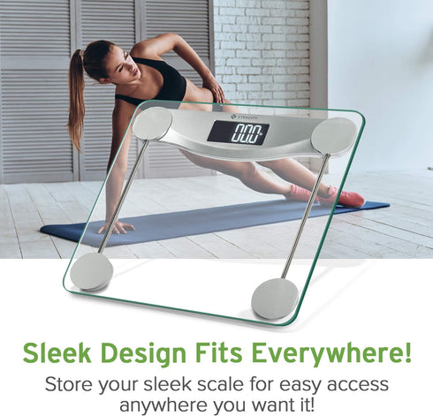 Etekcity Digital Weight Bathroom Scale, 6mm Tempered Glass Platform with Rounded Corner Design, Large Backlit LCD Display, Silver, 440 Pounds, 4 Piece Set