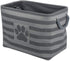 Bone Dry Pet Storage Collection Striped Paw Patch Bin, Large Rectangle, Gray