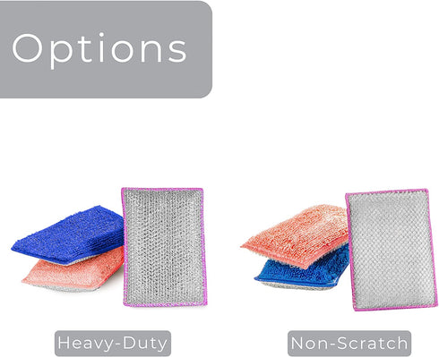 Smart Design Non Scratch Scrub Sponge with Bamboo Odorless Rayon Fiber - Set of 3 - Ultra Absorbent - Soft & Scrubber Side - Cleaning, Dishes, & Hard Stains - Violet Blue Coral