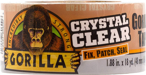 Gorilla Crystal Clear Repair Duct Tape, 1.88” x 18 yd, Clear, (Pack of 1)