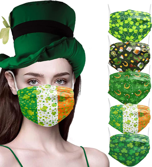 50 Pcs Happy Holidays Disposable Masks for Adults 3-Ply Nonwoven Breathable & Comfortable Gifts for Men Women