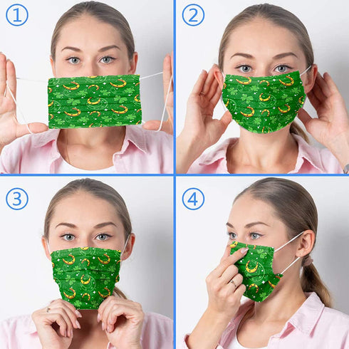 50 Pcs Happy Holidays Disposable Masks for Adults 3-Ply Nonwoven Breathable & Comfortable Gifts for Men Women