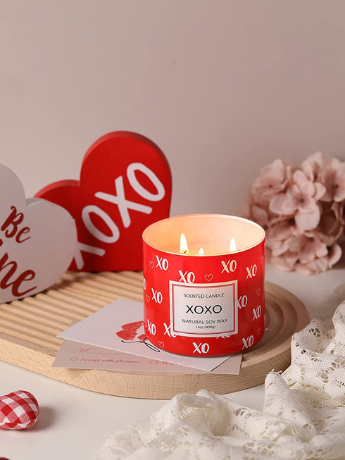Valentine™s Day Scented Candle Gift Champagne Secented Natural Soy Candle 3 Wick Large Jar 14 oz Sweet Party Decor