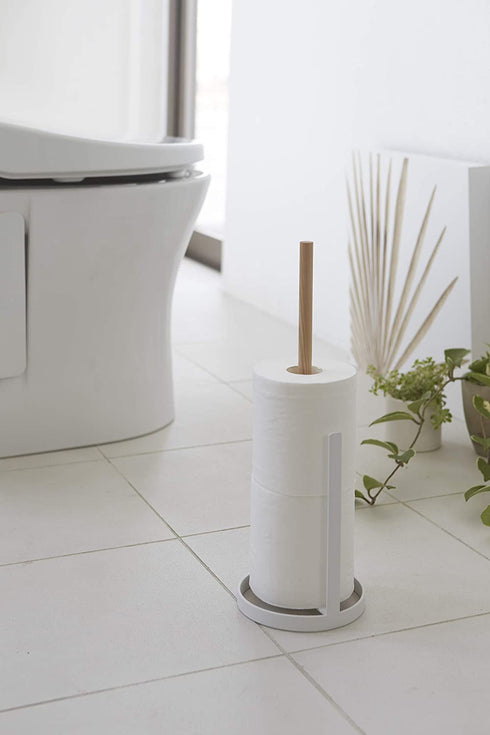 Yamazaki Home Toilet Paper Stocker, Holds 3 Toilet Paper Rolls, No Assembly Req, White, One Size