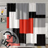 DESIHOM Red Modern Shower Curtain with 12 Metal Double Glide Hooks, Geometric Gray Black Shower Curtain Black Red Bathroom Accessories 72x72 Inch