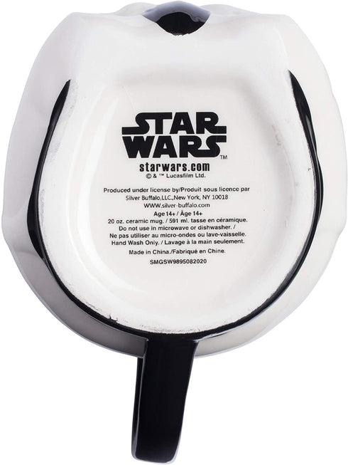 Silver Buffalo Star Wars Stormtrooper Face 3D Sculpted Ceramic Mug, 20 Ounces