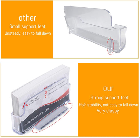 DMFLY 16 Pack Business Card Holder for Desk, Acrylic Business Card Holder Clear Plastic Business Card Stand Desktop Business Card Holders for Exhibition, Home & Office, Fits 30-50 Business Cards