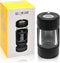 Gohfeoeo Light-Up LED Transparent Glass Seal Storage Jar with Grinder and 8x Magnifying Viewing Jar, Storage Jar and Grinding In One (Black)