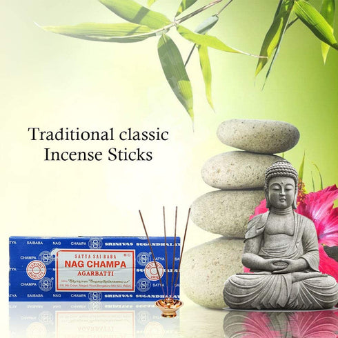 Satya Sai Baba Nag Champa Agarbatti Pack of 2 Incense Sticks Boxes 250gms Each Hand Rolled Agarbatti Fine Quality Incense Sticks for Purification, Relaxation, Positivity, Yoga, Meditation
