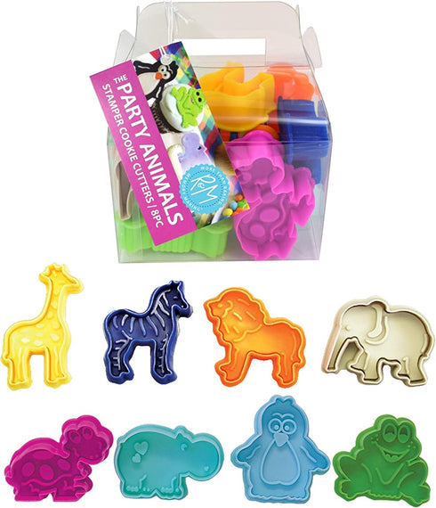 R&M International Party Animals, Set of 8 Stamper Set, Standard 2" (8-Piece, Silver