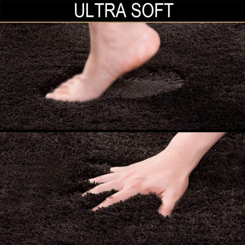 Walensee Bath Rug for Bathroom Non Slip Bathroom Mat (20 x 32, Brown) Water Absorbent Soft Microfiber Shaggy Bathroom Rug Machine Washable Bath Mat for Bathroom Thick Plush Shower Mat