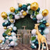 Jungle Safari Themed Balloon Garland Kit Green Aqua Blue Metal Gold Confetti balloons and Palm,Lvy Turtle Leaves for Baby Shower Decorations Boy or Girl Birthday Wild One