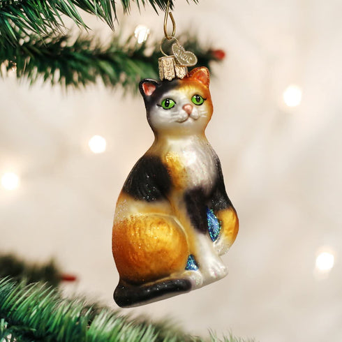 Old World Christmas Ornaments: Cat Lover Collection Glass Blown Ornaments for Christmas Tree, Calico Cat