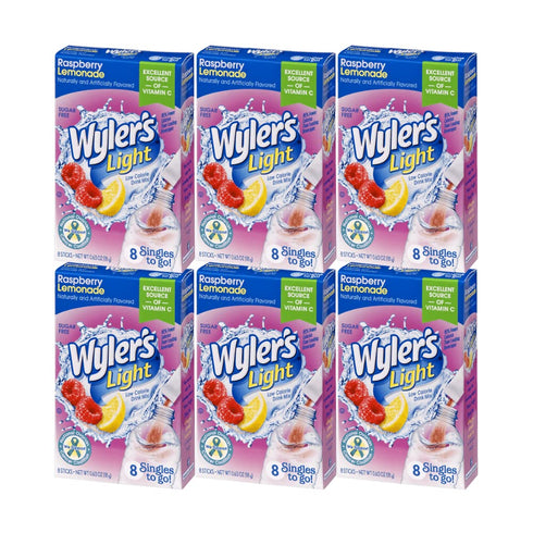 Wyler's Light Singles To Go Powder Packets, Water Drink Mix, Raspberry Lemonade, 48 Single Servings (Pack of 6)