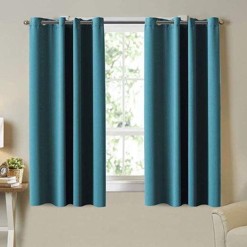 Teal Blackout Curtains Grommet Thermal Insulated Room Darkening Bedroom Curtain Panel 63 Inch Length Teal Drapes (2 Panels) for Nursery Room Curtain, Set of 2 Panels, 52 x 63 Inches Each Panel, Teal