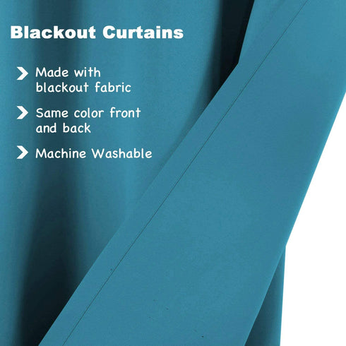 Teal Blackout Curtains Grommet Thermal Insulated Room Darkening Bedroom Curtain Panel 63 Inch Length Teal Drapes (2 Panels) for Nursery Room Curtain, Set of 2 Panels, 52 x 63 Inches Each Panel, Teal