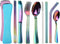 YIMICOO Reusable Travel Utensils with Case, Camping Cutlery Set Stainless Steel Portable Silverware Flatware Set for Picnic Office or School Lunch,Dishwasher Safe (2Sets,Pink+Blue)