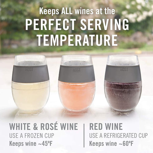 Host Wine Freeze Cup Set of 2 / Plastic Double Wall Insulated Wine Cooling Freezable Drink Vacuum Cup with Freezing Gel, Wine Glasses for Red and White Wine, 8.5 oz Coral / Gift Essentials