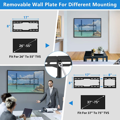 Pipishell Tilt TV Wall Mount Bracket Low Profile for Most 26-75 Inch LED LCD OLED Plasma Flat Curved Screen TVs, Large Tilting Mount Fits 16-24 Inch Wood Studs Max VESA 600x400mm Holds up to 132lbs