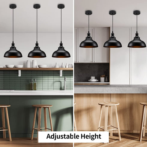 Farmhouse Pendant Light, Asnxcju Black Pendant Light Fixtures, Industrial Vintage Hanging Ceiling Light Fixture for Kitchen, Barn, Dining Room (1 Pack)