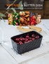 Large Butter Dish Porcelain Butter Dish with Lid and Knife for Countertop Double Silicone Seal Butter Dishes with Covers Perfect for West or East Coast Butter, Unique Stone Pattern Black