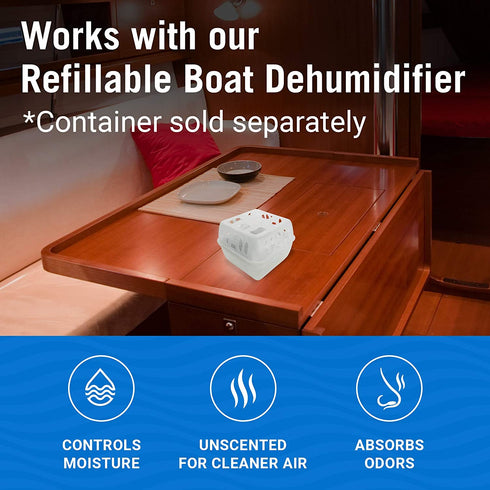 4 Pack Moisture Absorbers Dehumidifier Refill Bag to Get Rid of Odors & Damp Air | Pellet Packs for use in Refillable Bucket for Basement Closet Home RV and Boating Refills Unscented Fragrance Free