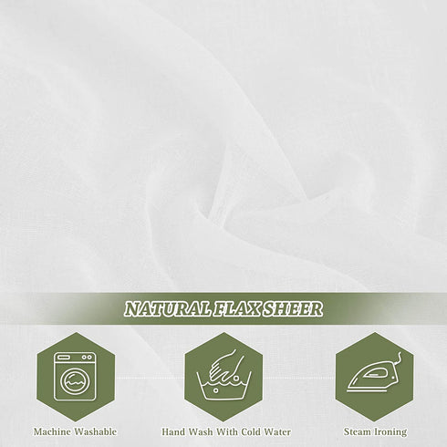 RYB HOME White Sheer Curtains 96 inch - Faux Linen Blend Semi Sheer Curtains Soft Light & Airy Privacy Sheers for Bedroom Living Room Canopy Bed Bathroom, 52 inch Wide x 96 inches Long, 2 Pcs