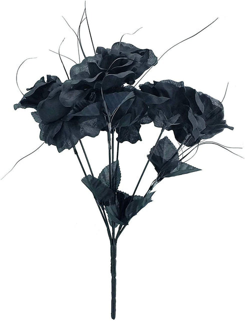 6 Artificial Black Roses Bouquets, 42 Black Roses (One Pack with 6 bouqets)