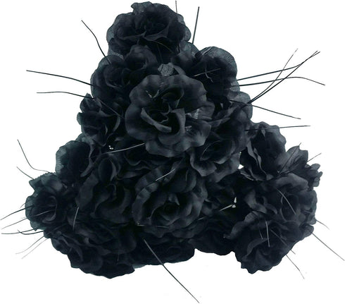 6 Artificial Black Roses Bouquets, 42 Black Roses (One Pack with 6 bouqets)
