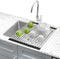 Dish Drying Rack 17.5" x 15", G-TING Over Sink Roll Up Large Dish Drainers Rack, Multipurpose Foldable Kitchen Sink Rack Mat Stainless Steel with Silicone Rims for Dishes, Cups, Fruits Vegetables