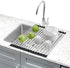Dish Drying Rack 17.5" x 15", G-TING Over Sink Roll Up Large Dish Drainers Rack, Multipurpose Foldable Kitchen Sink Rack Mat Stainless Steel with Silicone Rims for Dishes, Cups, Fruits Vegetables
