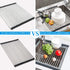Dish Drying Rack 17.5" x 15", G-TING Over Sink Roll Up Large Dish Drainers Rack, Multipurpose Foldable Kitchen Sink Rack Mat Stainless Steel with Silicone Rims for Dishes, Cups, Fruits Vegetables