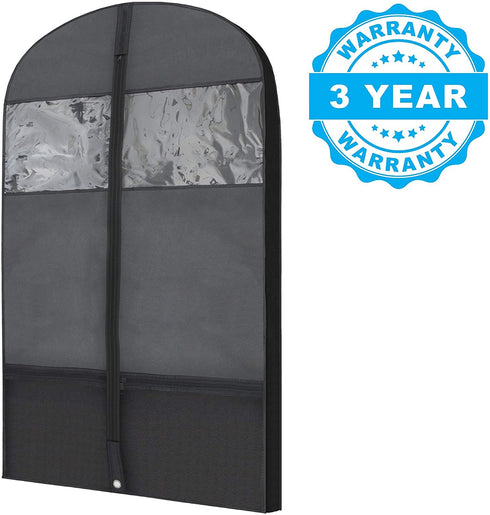 Plixio Gusseted Garment Bags Suit Bag for Travel and Clothing Storage of Dresses, Dress Shirts, Coats€” Includes Zipper Pockets and Large Transparent Window (2 Pack: 43" x 24" x 3.4")