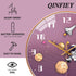 QINFIEY 12 Inch Silent Movement Kids Wall Clock, Non Ticking Children Round Wall Clock Battery Operated Space Travel Style Decor Children Clock for Home School Girls Bedroom Living Room (Pink)