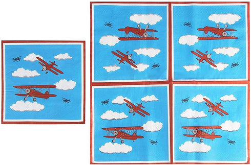 Airplane Party Supplies ? Serves 24 ? Includes Plates, Knives, Spoons, Forks, Cups and Napkins. Perfect Airplane Party Pack for Kids Airplane Themed Parties.