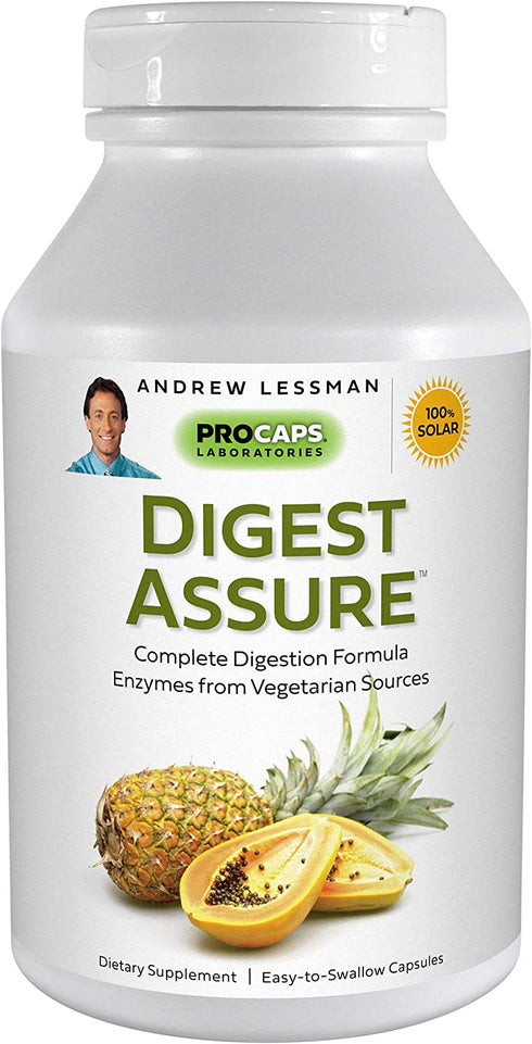 ANDREW LESSMAN Digest Assure 60 Capsules – Comprehensive Blend of Powerful Natural Enzymes to Support and Enhance Digestive Health, Vegetarian-Sourced Enzymes, Small Easy to Swallow Capsules