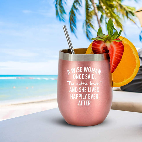 Retirement Gifts For Women 2022 - Retired Gifts For Women - Female Retirement Gifts - Coworker Leaving Gifts, Farewell Gifts, Goodbye Gift For Women, Colleagues, Coworkers, Friends - 12Oz Wine Tumbler
