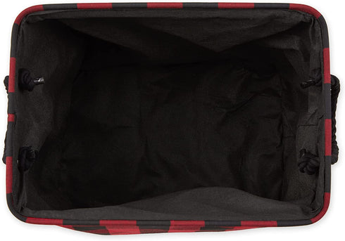 DII Buffalo Check Storage Collection Collapsible Bin with Handle, Large, Red & Black