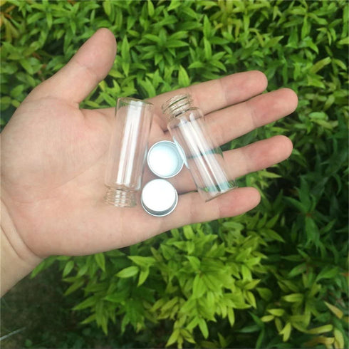 24units 14ml Mini Jars Crafts Glass Bottles with Aluminium Cap Liquid Pill Powder Ornament Bottles Empty Glass Vials Jars (24, 14ml)