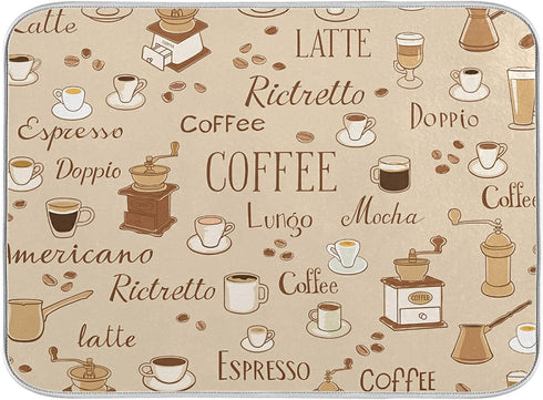 Coffee Maker Placemat Coffee Bar Mat Easy to Clean XL 18 x 24 Coffee Time