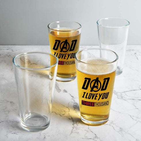 Dad I Love You 3000 Beer Glass, Dad Pint Glass 15Oz - Father's Day Gift or Birthday Gift for Men, Dad, New Dad, Papa from Daughter Son