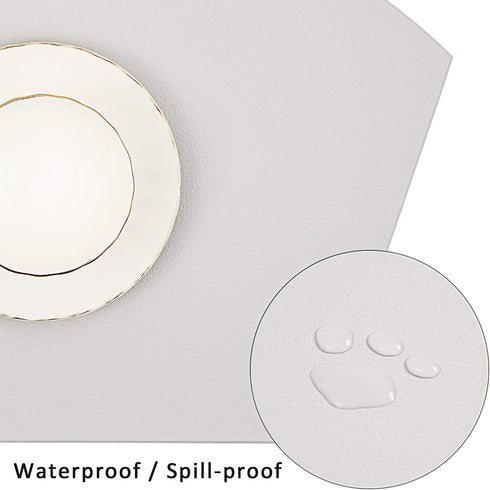 U'Artlines Placemats Faux Leather Set of 4 Round Table Mat Waterproof Coffee Mats Heat Resistant Wedged Place Mat for Kitchen Dining Table (4pcs, Gray)