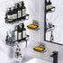 Awegety 2 Pack Shower Caddy and 2 Soap Holders, Shower Organizer with Hooks Rustproof Stainless Steel Bathroom Shower Shelf with Adhesives and Screws, Shower Racks for Bathroom Kitchen Bedroom