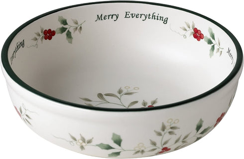 Pfaltzgraff Winterberry Hard Dolomite Candy Tidbit Dish Bowl (7-Inch) - , Red/Green /White