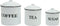 Creative Co-op Metal Containers with Lids, Coffee, Tea, Sugar (Set of 3 Sizes/Designs) Food Storage, White